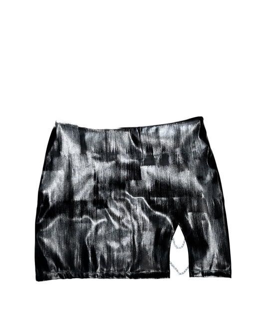 PAINTED LEATHER SKIRT.