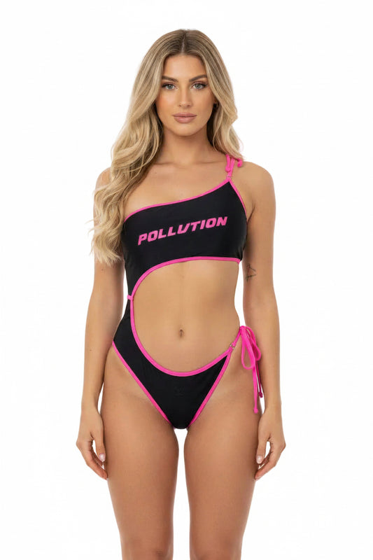 GLOW PINK MONOKINI CUT-OUT