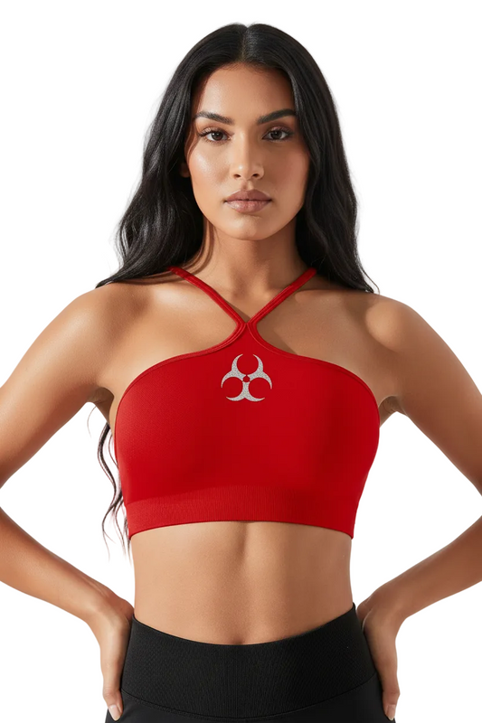 GLITTER TOP- FIRE RED